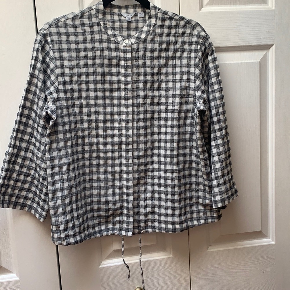 Black and White Plaid Jigsaw Dress Shirt